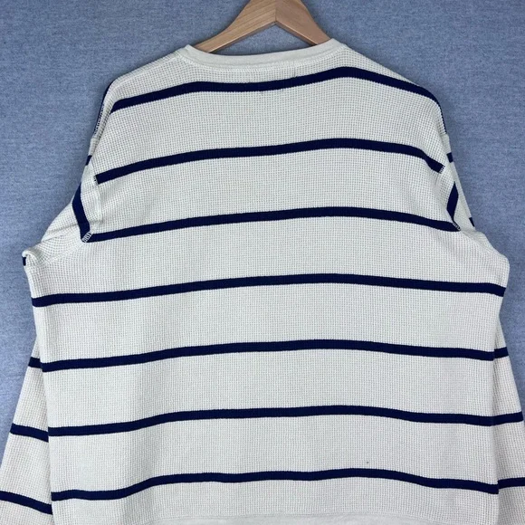 Vintage Polo Ralph Lauren Cream Navy Striped Longsleeve Size L